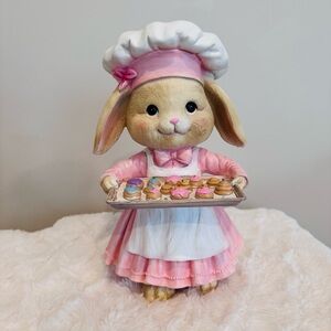 Adorable Easter Bunny Baker w Tray Of Dessert Cookies Apron And Chef Hat NEW